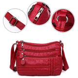 Soft Leather Shoulder Bag - Multi-Layer Classic Crossbody Handbag