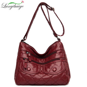 Women's Leather Shoulder Bags Multi-Layer Crossbody Handbag