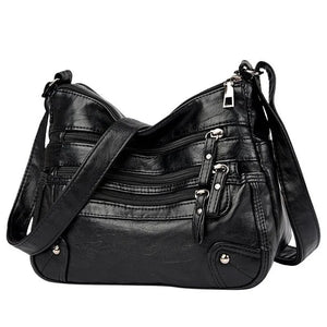 Women's Soft Leather Shoulder Bag Multi-Layer Classic Crossbody Handbag