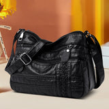 Soft Leather Shoulder Bag - Multi-Layer Classic Crossbody Handbag