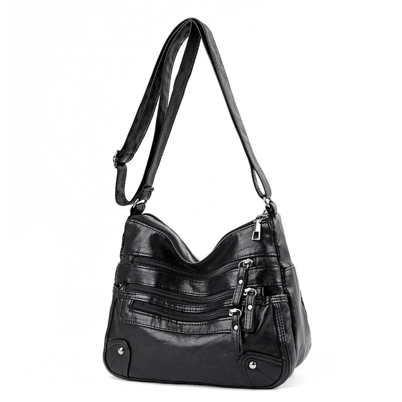 Soft Leather Shoulder Bag Multi-Layer Handbag