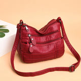 Soft Leather Shoulder Bag - Multi-Layer Classic Crossbody Handbag