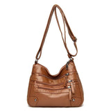 Soft Leather Shoulder Bag Multi-Layer Handbag