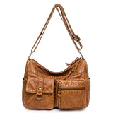 Women's Leather Shoulder Bag Multi-Layer Large Capacity Crossbody Handbag