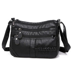 Multi-Layer Soft Leather Crossbody Shoulder Bag
