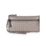 Women's Woven Leather Clutch Wallet RFID Long Purse