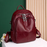 Stylish PU Leather Teenage Girls School Backpack