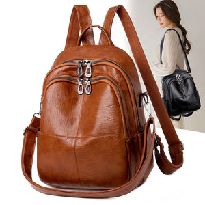 Stylish PU Leather Teenage Girls School Backpack