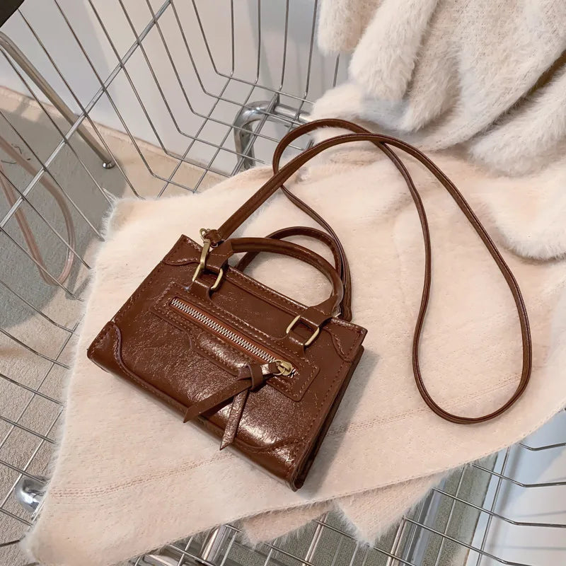 Women's High Zipper Shoulder Bag Crossbody Messenger Lady Armpit Square Bag