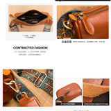 Oil Wax Cow Leather Crossbody Bag Wide Strap Messenger Handbag