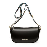 Oil Wax Cow Leather Crossbody Bag Wide Strap Messenger Handbag