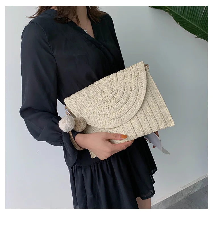 Envelope Bag Women's Clutch Straw Cross-body Casual