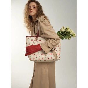 High Quality Women's Handbag Cherry Purses Large Capacity Flower Tote Bag