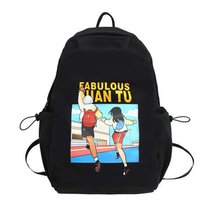 High School Backpack Casual Backpacks Female Nylon Print Backpack