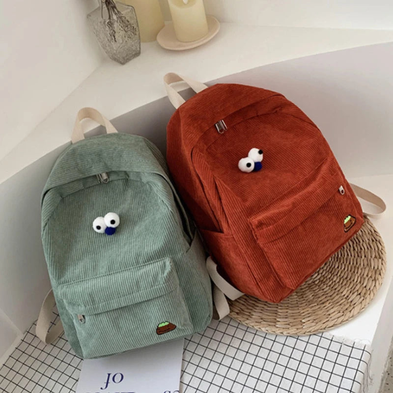 Corduroy High School Backpack for Girls