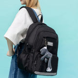 Nylon High School Backpack for Girls Solid Women Travel Bags