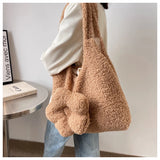 Flower Plush One Shoulder Tote Bag For Women