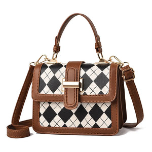 Versatile Checkered Diagonal Cross Bag for Women