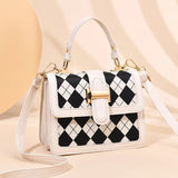 Versatile Checkered Diagonal Cross Bag for Women