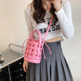 Summer Hand-woven Bucket Bag Green Crossbody Bag