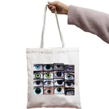 Gothic Eye Print Canvas Tote Bag Urban Shoulder Bag Punk Shopper