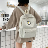 Teen Girl School Backpack Daisy Print Solid College Student Bag