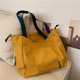 Canvas Shoulder Bag Women Autumn Solid Casual Handbag Shopping Bag