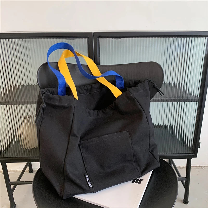 Canvas Shoulder Bag Women Autumn Solid Casual Handbag Shopping Bag