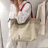 Canvas Shoulder Bag Women Autumn Solid Casual Handbag Shopping Bag