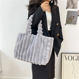 Women's Winter Faux Fur High Handbags Soft Tote Bags