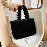 Women's Winter Faux Fur High Handbags Soft Tote Bags