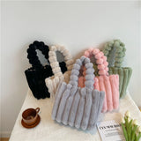 Women's Winter Faux Fur High Handbags Soft Tote Bags