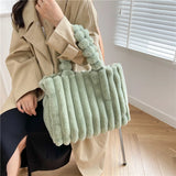 Women's Winter Faux Fur High Handbags Soft Tote Bags