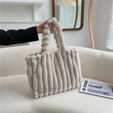 Women's Winter Faux Fur High Handbags Soft Tote Bags