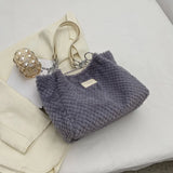 Soft Plush Handbag for Women Large Shopper Bag Ladies Tote Winter