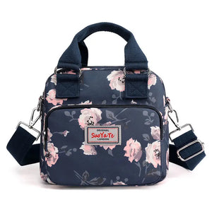 Waterproof Nylon Women Messenger Bag Large Mummy Shopping Bag Flower Tote