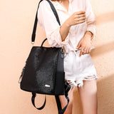 High Cap. Women Oxford Backpack Sequin School Teen Girls Travel Shoulder Bag