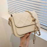 Fashionable Lozenge Pattern Leather Small Square Bag for Women
