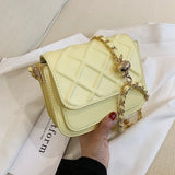 Fashionable Lozenge Pattern Leather Small Square Bag for Women
