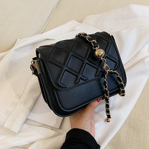 Fashionable Lozenge Pattern Leather Small Square Bag for Women