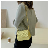 Fashionable Lozenge Pattern Leather Small Square Bag for Women