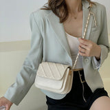 Fashionable Lozenge Pattern Leather Small Square Bag for Women