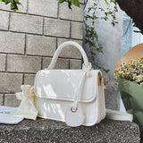 Solid PU Female Bag Silk Scarf Messenger Bag Ladies Shoulder Bag