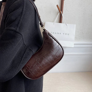 Crocodile Pattern Half Moon Underarm Bag