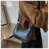 Crocodile Pattern Half Moon Underarm Bag