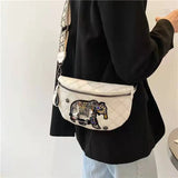 High-end Elephant Embroidery Shoulder Bag