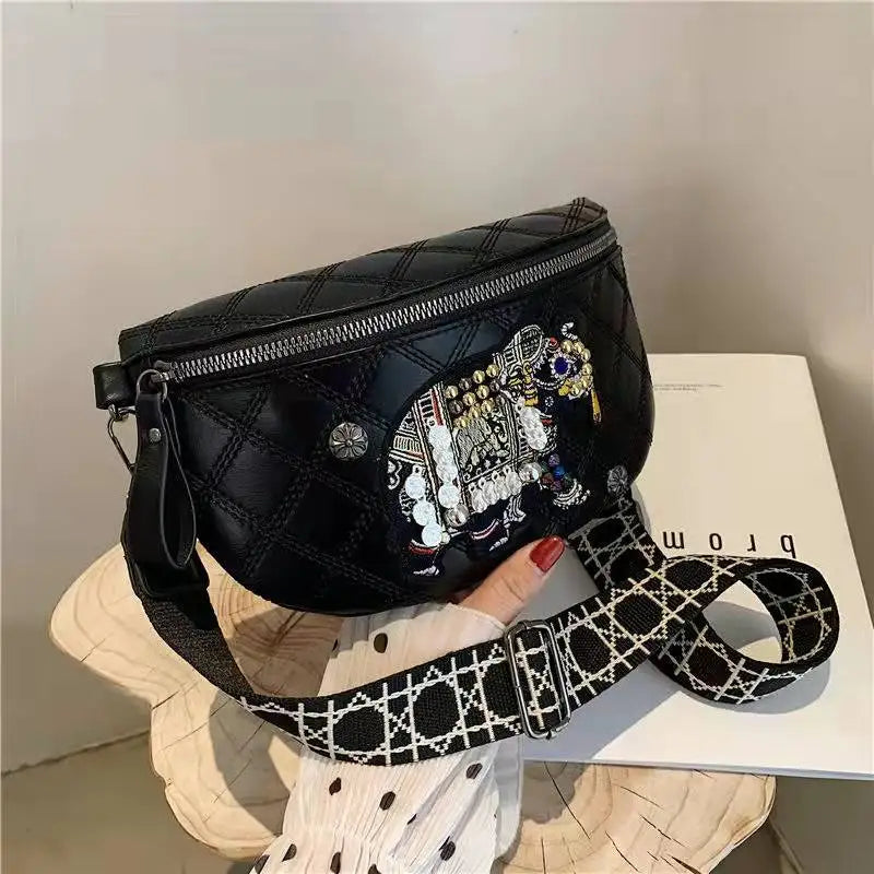 High-end Elephant Embroidery Shoulder Bag