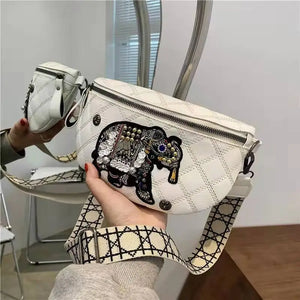 High-end Elephant Embroidery Shoulder Bag