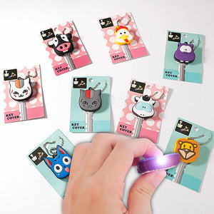 Cartoon Key Cover with LED Lamp Silicone Protective Case Holder Key Chain