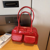 Fashionable Vintage Leather Women's Shoulder Bag with Pockets
